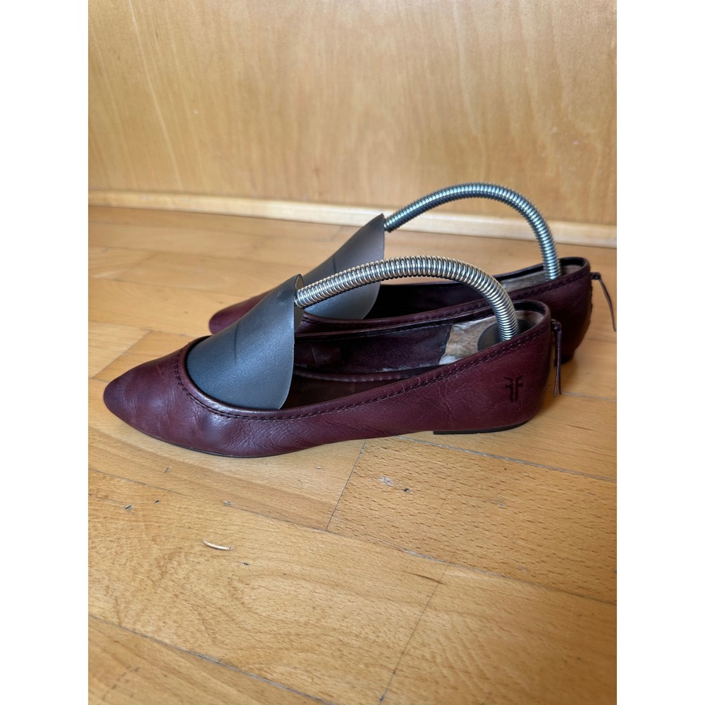 Frye Regina Pointy Toe Ballet Flats Plum Burgundy Leather Mens 7M 3472165-PLU